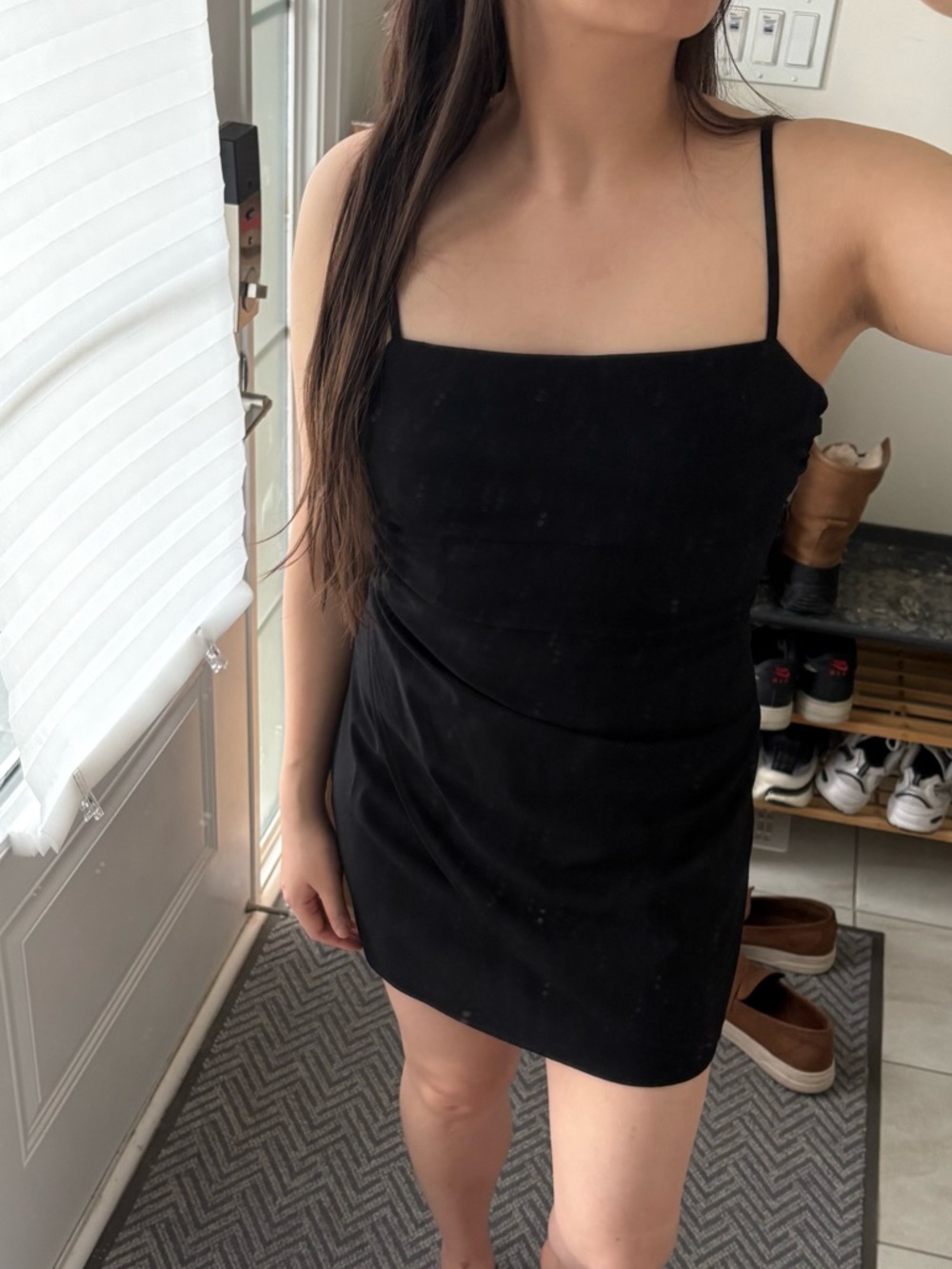 Zara Black Spaghetti-Strap Mini Dress in Black Size Small BNWT